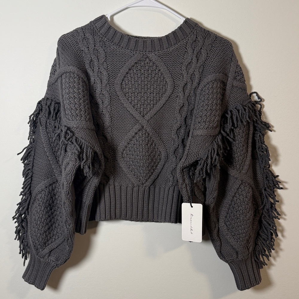 $125 NWT Line & Dot Textured Knit Sweater in Taupe XS - Picture 2 of 3